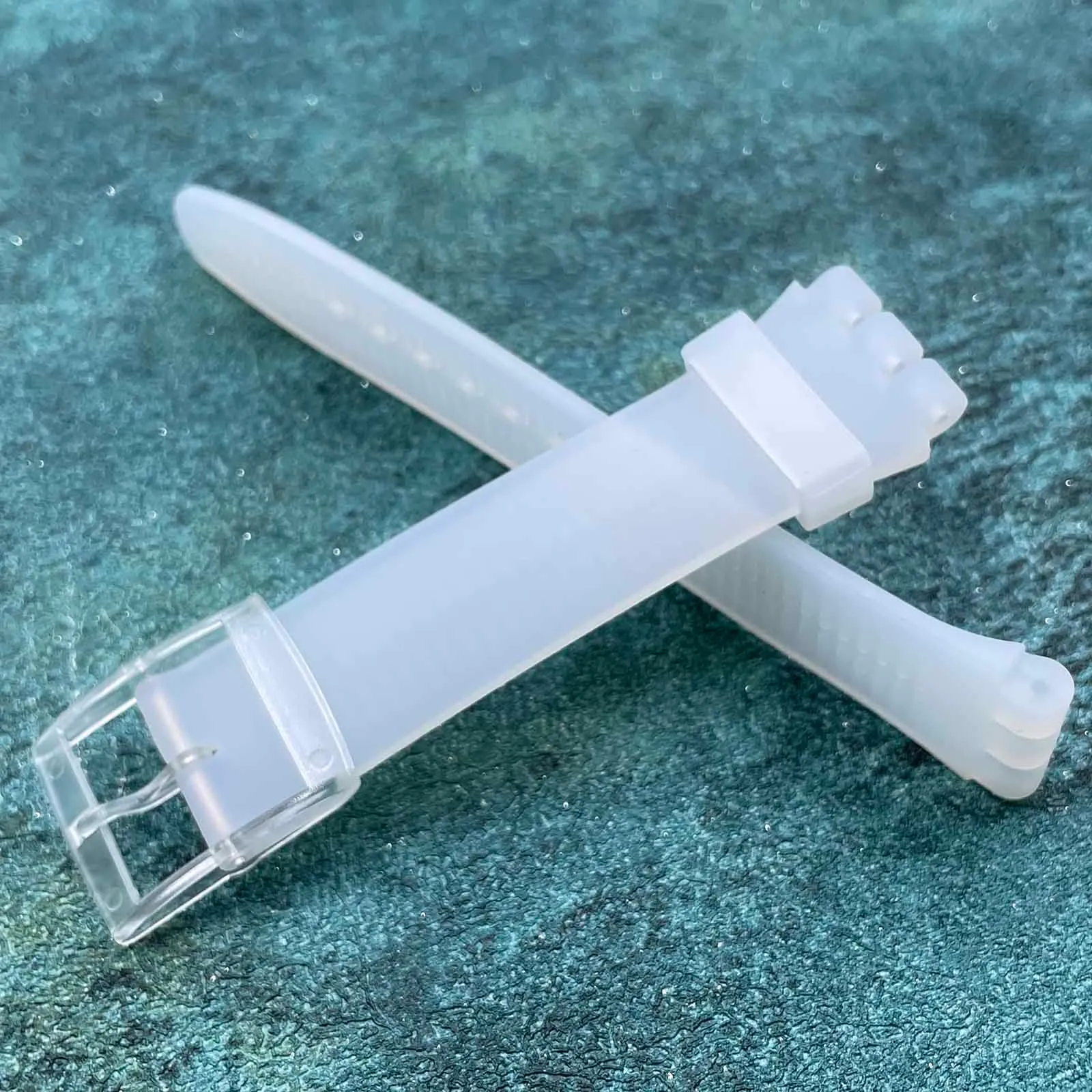 Rihahisy Cinturino in gomma siliconica per Swatch, 19mm, Traslucido - immagine 7
