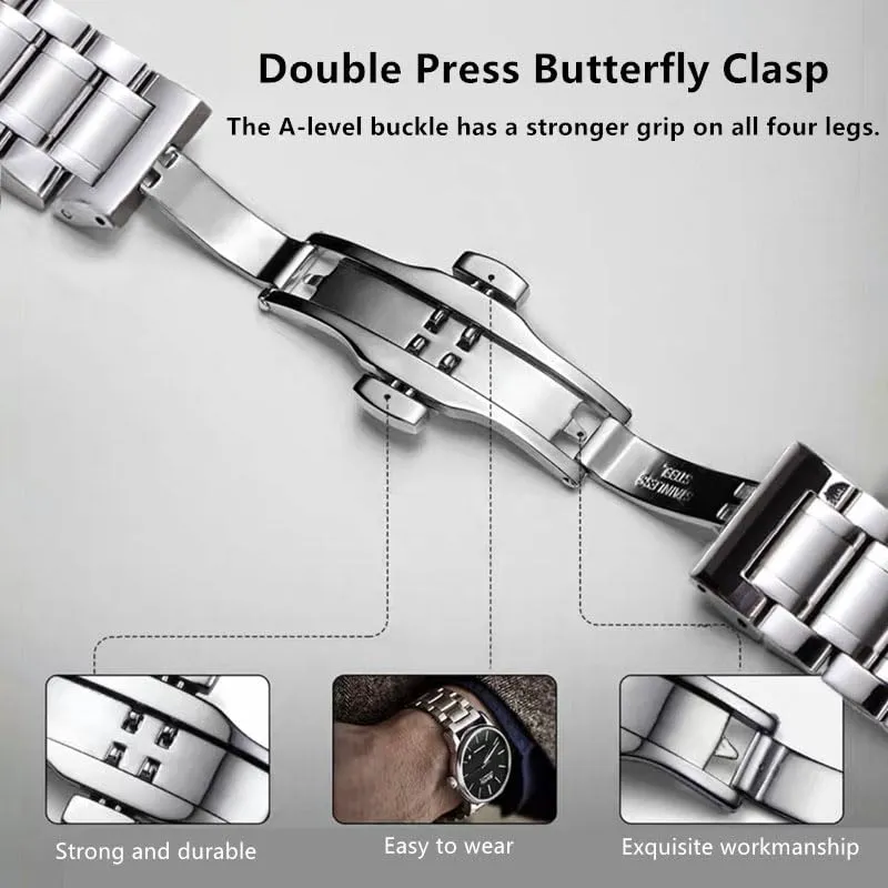 HEYOZURY Cinturino per Orologio in Acciaio Inossidabile 20mm Oro - immagine 3