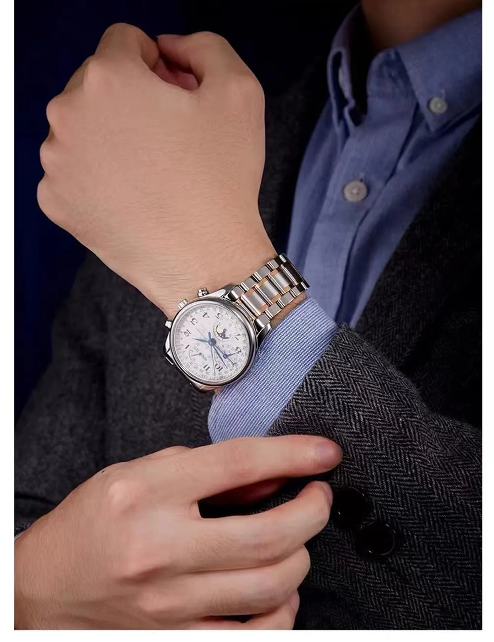 HEYOZURY Cinturino in Acciaio Inossidabile per Orologio 18mm Argento/Oro rosa - immagine 5