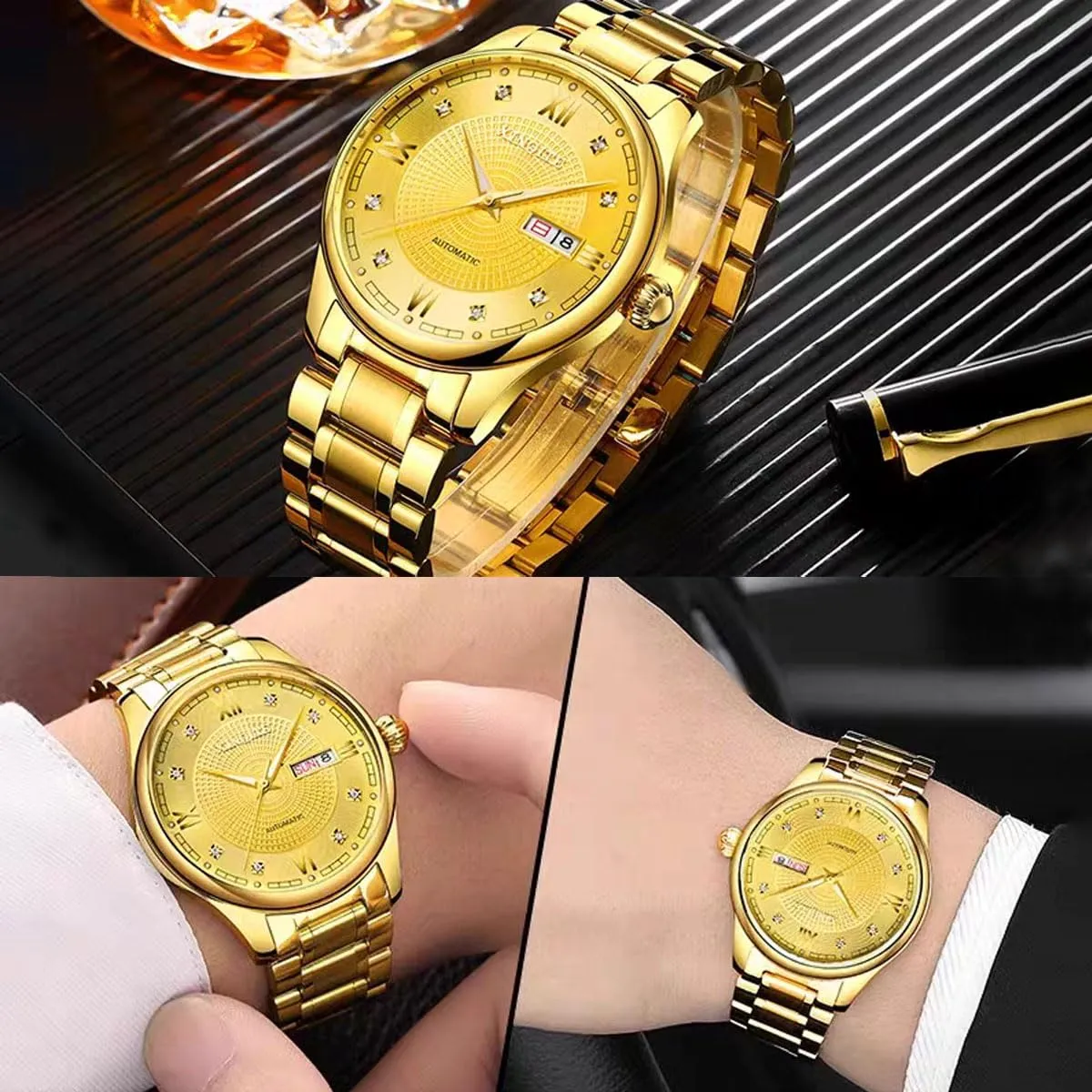 HEYOZURY Cinturino per Orologio in Acciaio Inossidabile 19mm Oro - immagine 6