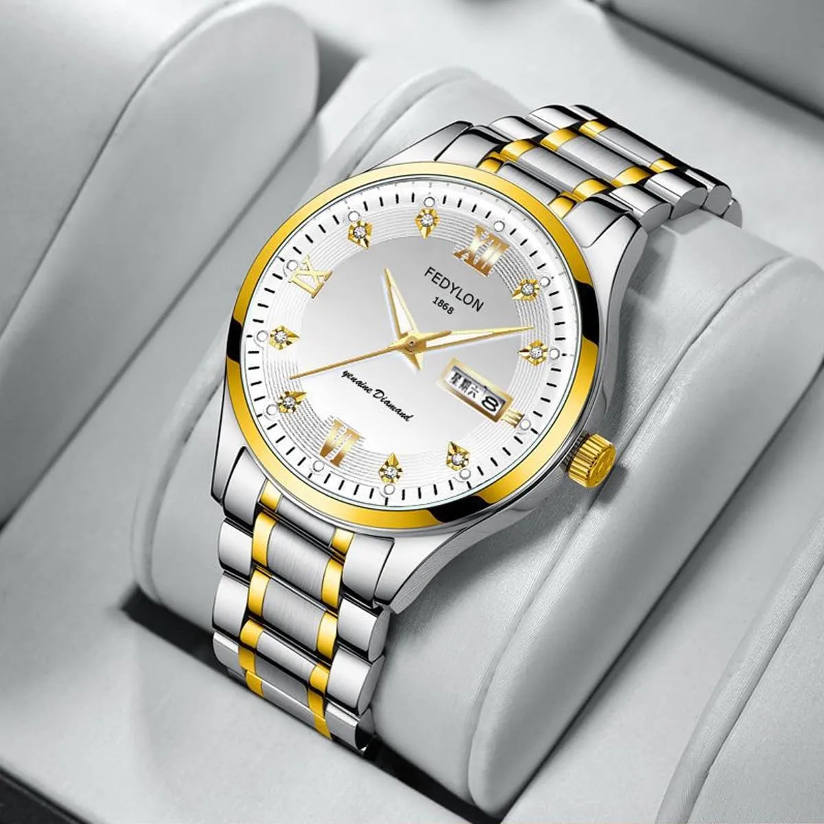 HEYOZURY Cinturino per Orologio in Acciaio Inossidabile 14mm Argento Oro - immagine 7