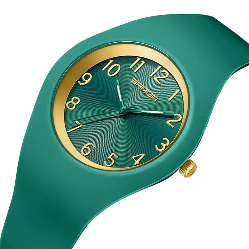 Forrader Orologio da donna impermeabile SD-6186, cinturino in silicone, verde - immagine 2