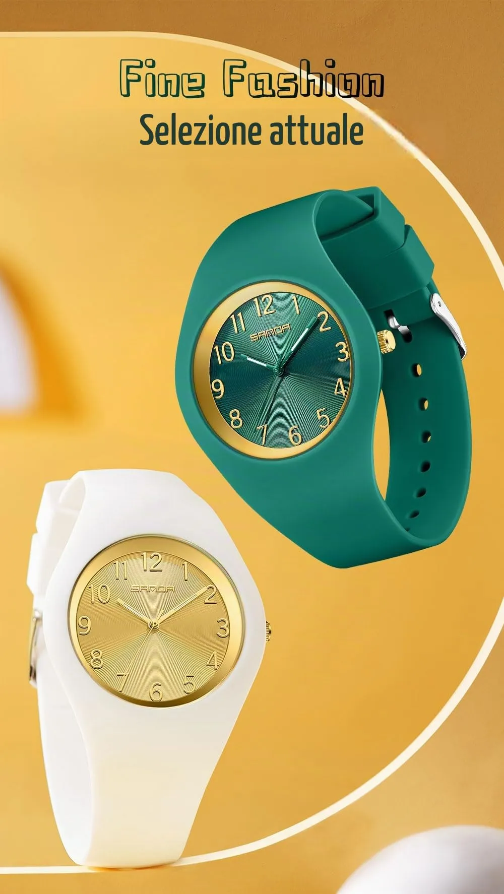 Forrader Orologio da donna impermeabile SD-6186, cinturino in silicone, verde - immagine 6