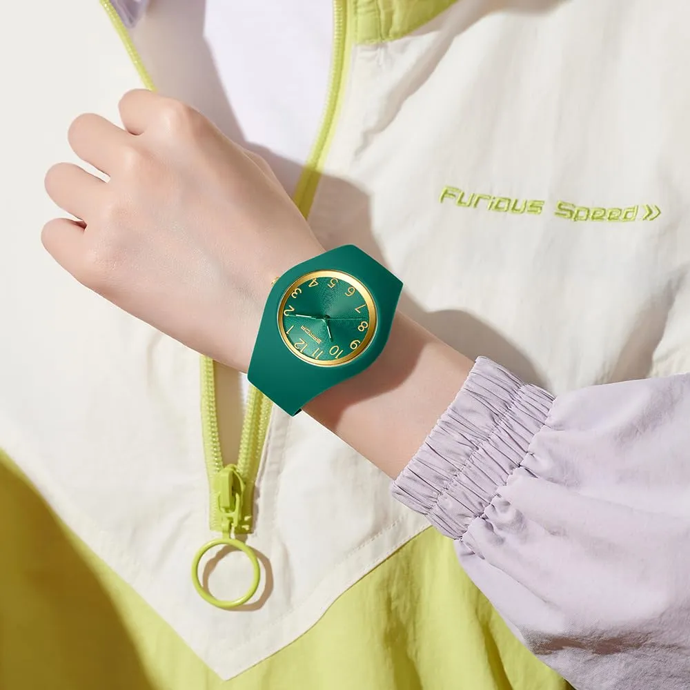 Forrader Orologio da donna impermeabile SD-6186, cinturino in silicone, verde - immagine 8
