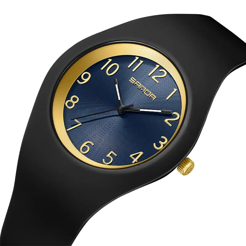 Forrader Orologio da Donna Impermeabile Sportivo con Cinturino in Silicone (Nero/Oro) - immagine 2