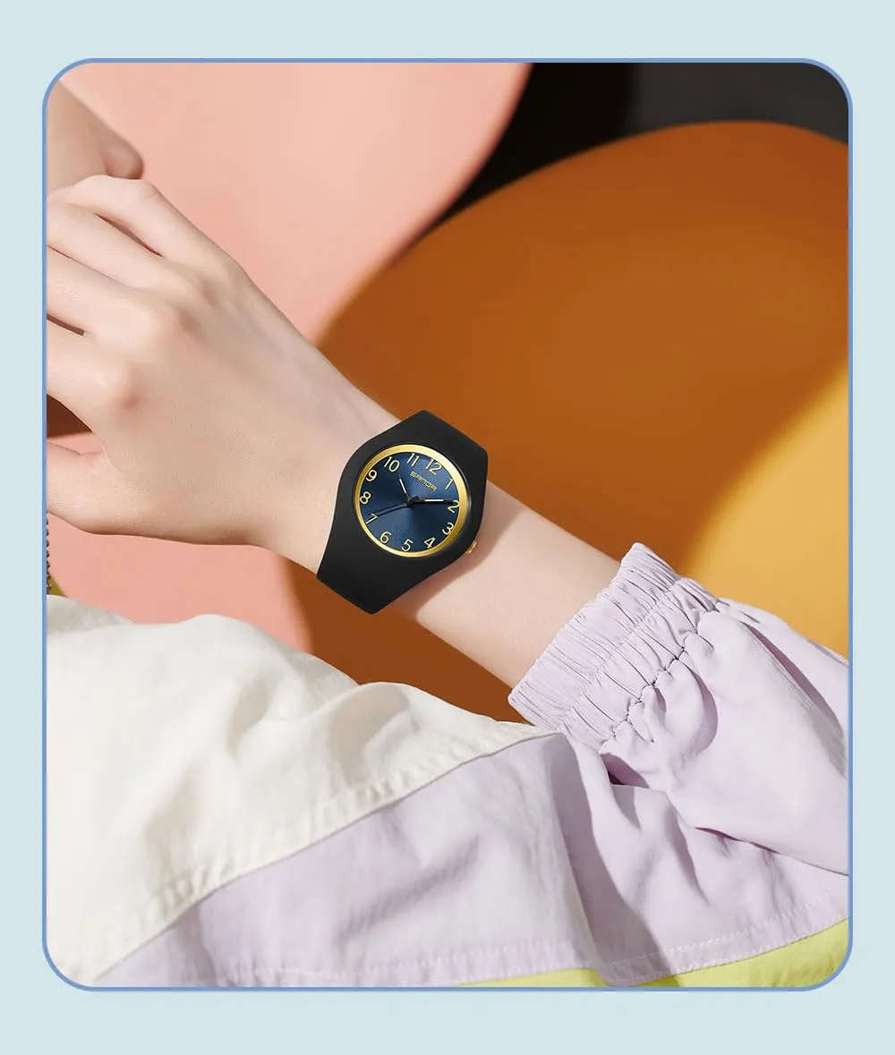 Forrader Orologio da Donna Impermeabile Sportivo con Cinturino in Silicone (Nero/Oro) - immagine 5