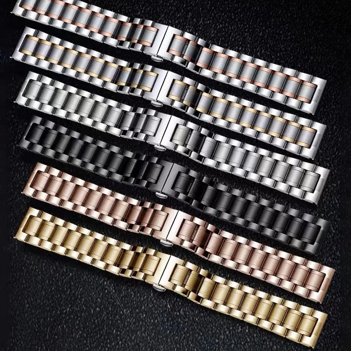 HEYOZURY Cinturino per Orologio in Acciaio Inossidabile 17mm Argento/Oro rosa - immagine 4