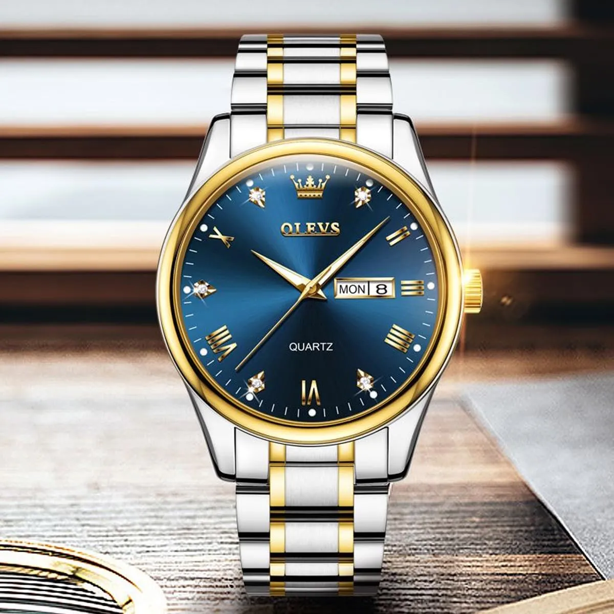 HEYOZURY Cinturino per Orologio in Acciaio Inossidabile 17mm Argento Oro - immagine 4