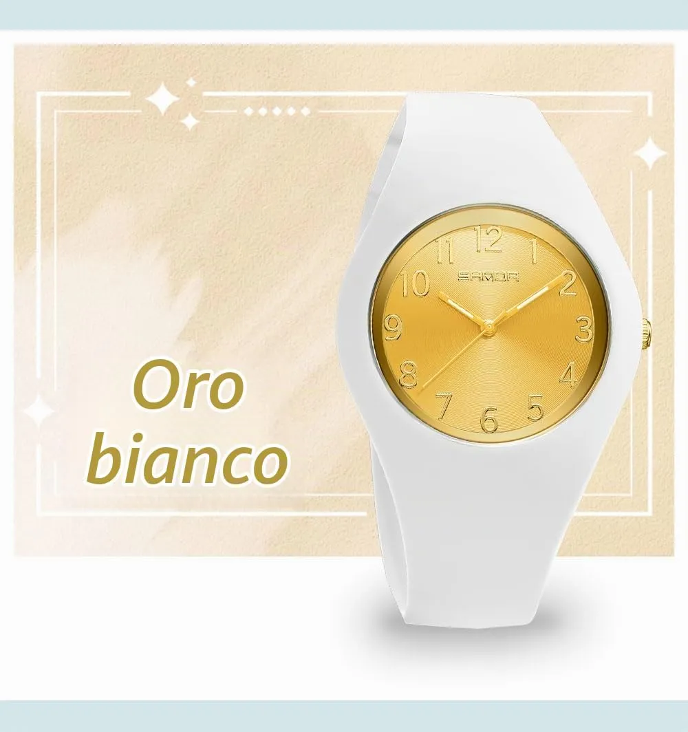 Forrader Orologio da Donna Impermeabile Sportivo con Cinturino in Silicone (Bianco/Oro) - immagine 4