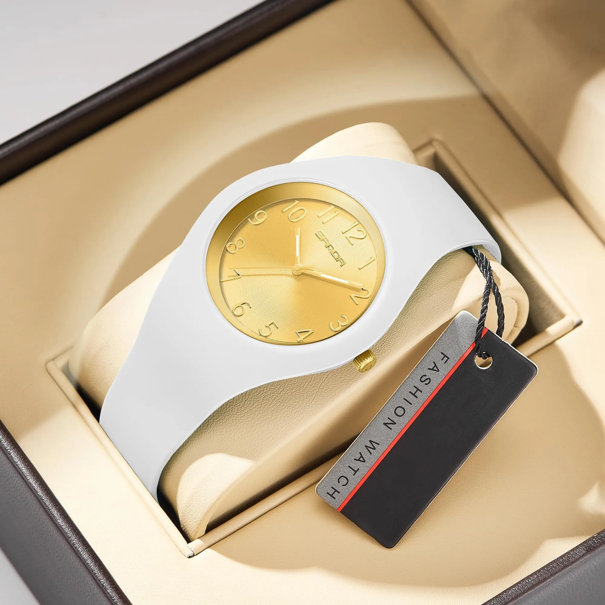 Forrader Orologio da Donna Impermeabile Sportivo con Cinturino in Silicone (Bianco/Oro) - immagine 7