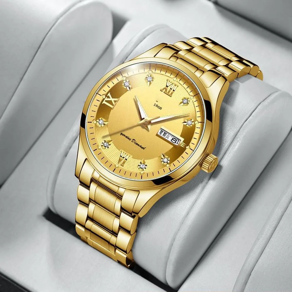 HEYOZURY Cinturino per Orologio in Acciaio Inossidabile 17mm Oro - immagine 4