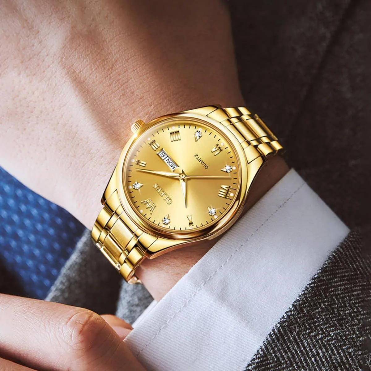HEYOZURY Cinturino per Orologio in Acciaio Inossidabile 17mm Oro - immagine 5