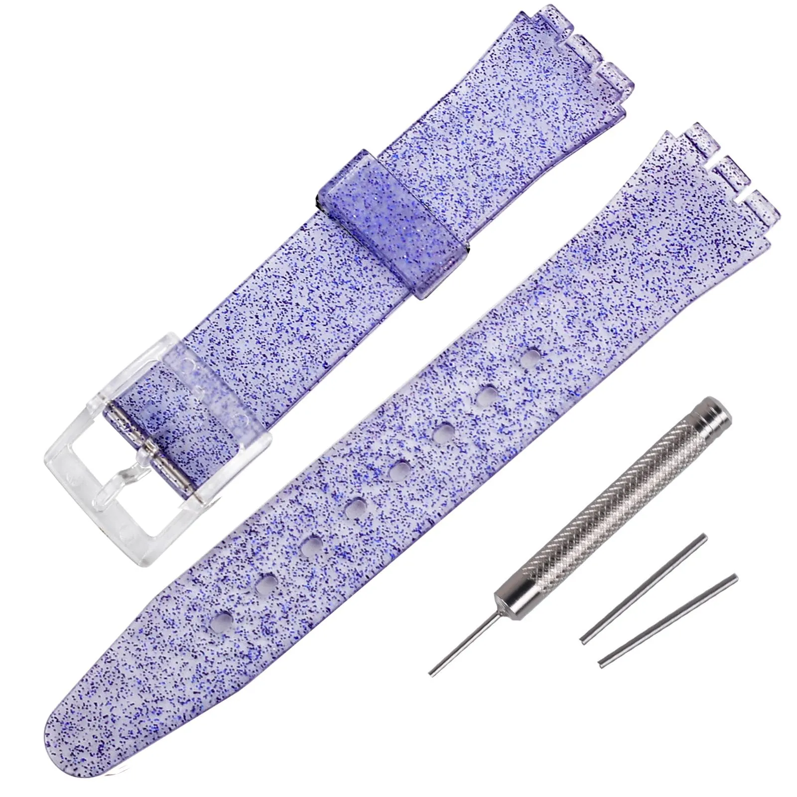 Rihahisy Cinturino in Silicone per Swatch, 19mm, Blu scuro brillante - immagine 2