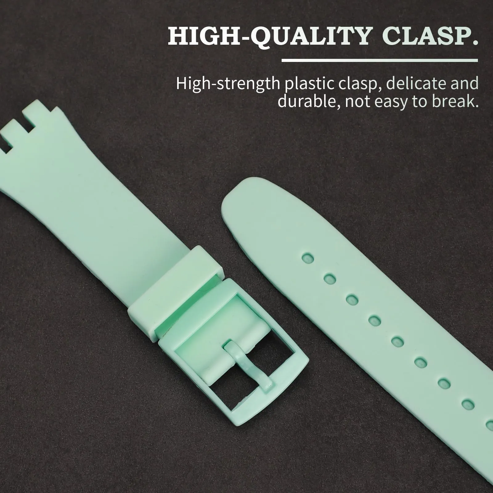 Rihahisy Cinturino in Gomma Siliconica per Swatch, Verde Menta, 17mm - immagine 3