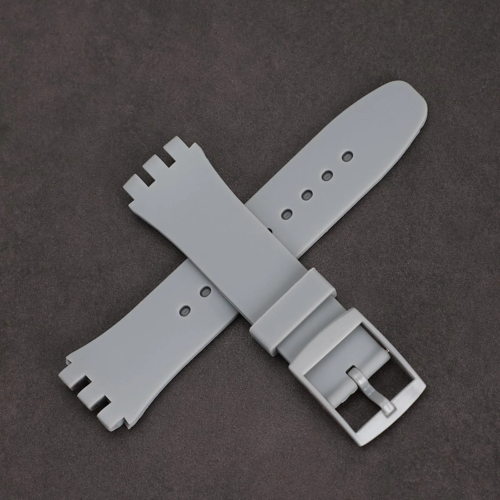 Rihahisy Cinturino in gomma siliconica per Swatch, Grigio chiaro, 20mm - immagine 5