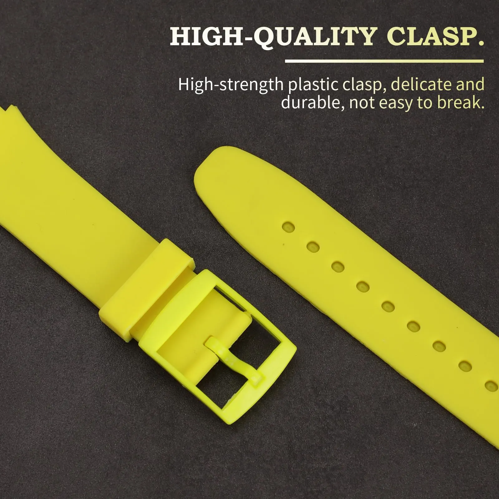 Rihahisy Cinturino in gomma siliconica per Swatch, 19mm, Giallo Fluoro - immagine 3