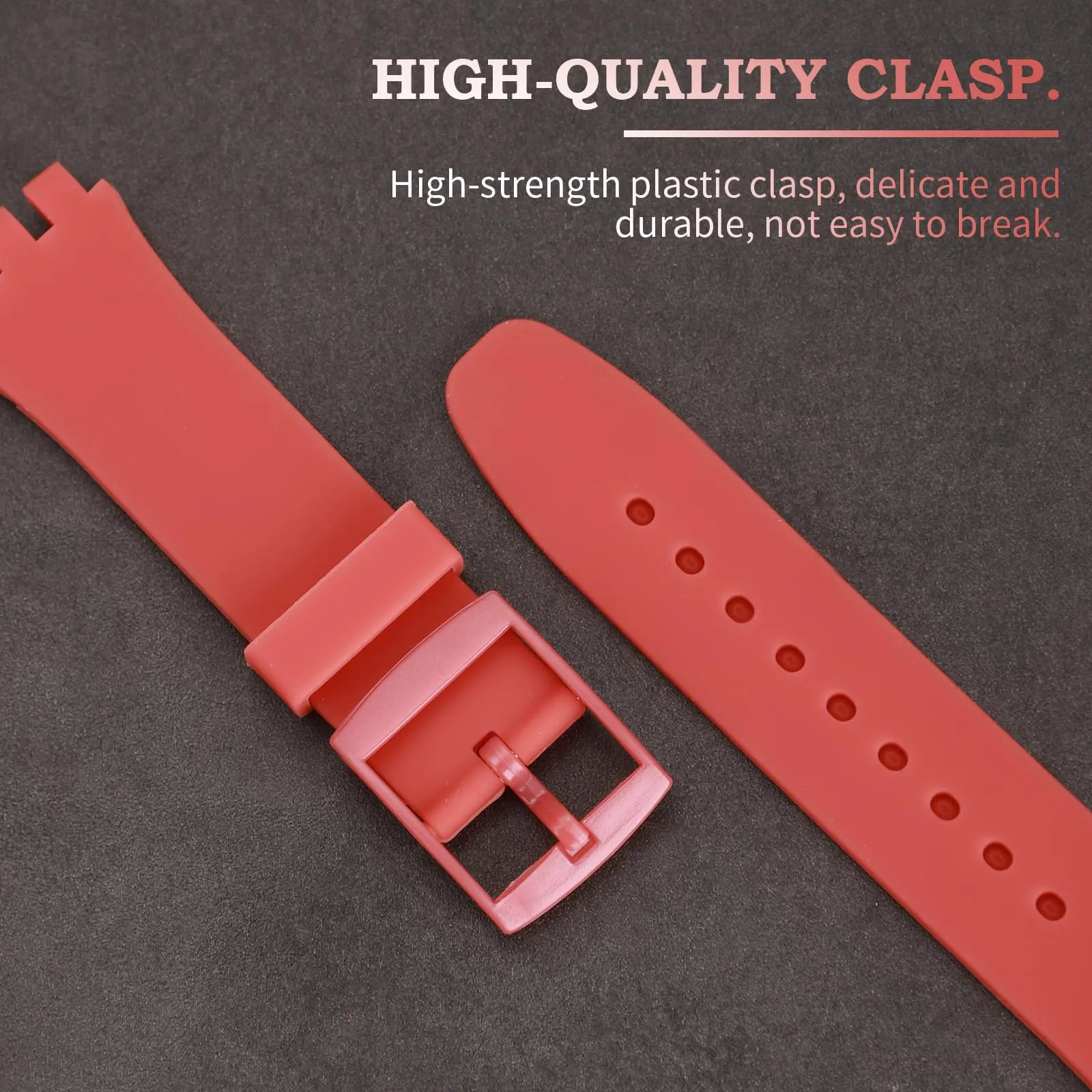 Rihahisy Cinturino in Gomma Siliconica per Swatch, 20mm, Rosso Vino Chiaro - immagine 3