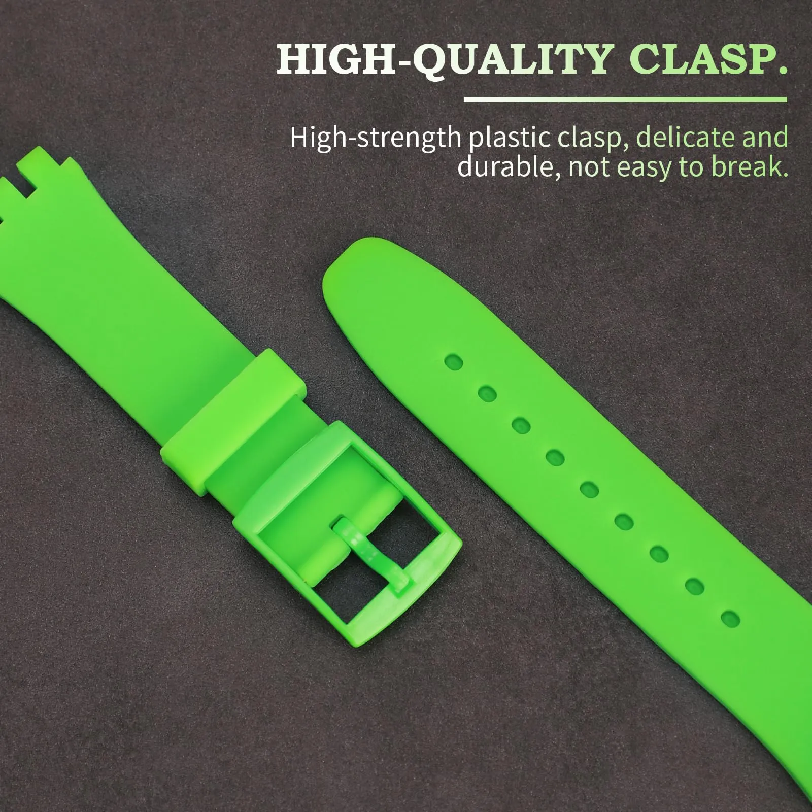 Rihahisy Cinturino in Gomma Siliconica per Swatch, Verde Chiaro, 20mm - immagine 3