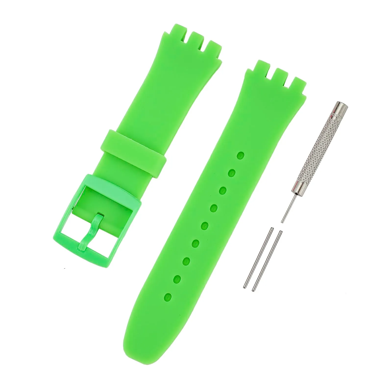 Rihahisy Cinturino in Gomma Siliconica per Swatch, Verde Chiaro, 20mm - immagine 6