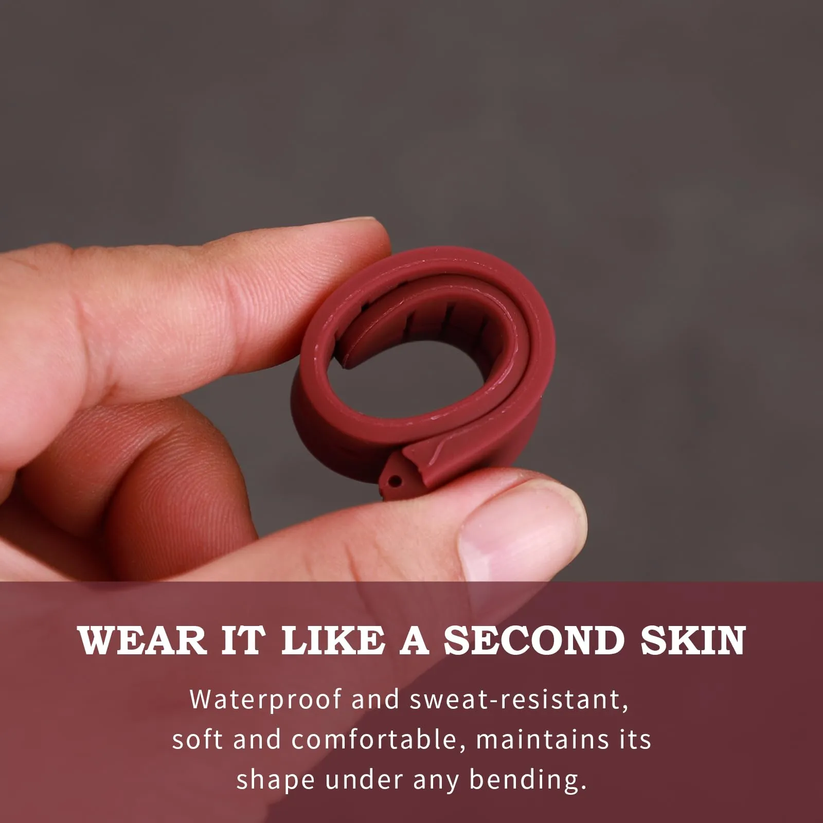 Rihahisy Cinturino in gomma siliconica per Swatch, 20mm, Rosso vino scuro - immagine 4