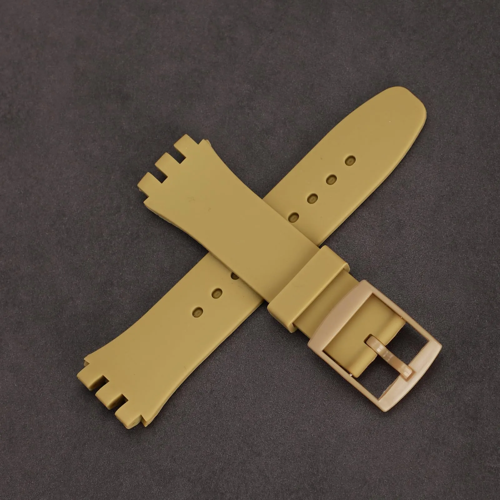 Rihahisy Cinturino in Gomma Siliconica per Swatch, Cachi, 17mm - immagine 5