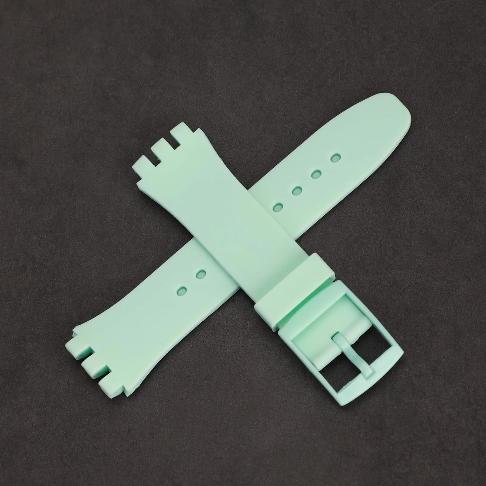 Rihahisy Cinturino in gomma siliconica per Swatch, Verde menta, 20mm - immagine 5