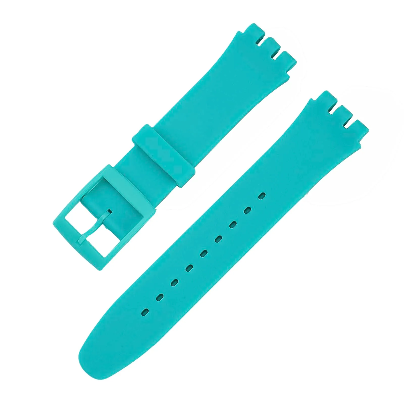 Rihahisy Cinturino di Ricambio in Gomma Siliconica per Swatch, 19 mm, Verde Acqua - immagine 6