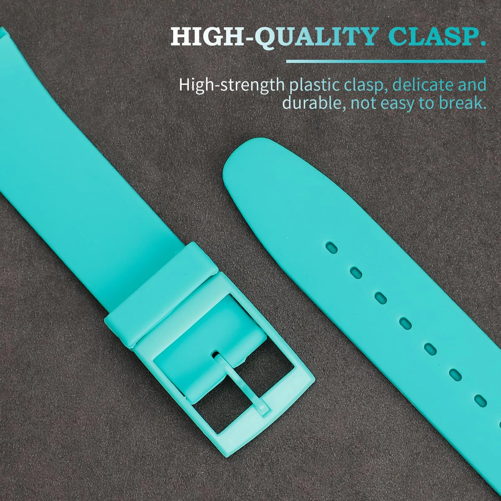 Rihahisy Cinturino in Silicone per Swatch, 20mm, Acqua - immagine 4