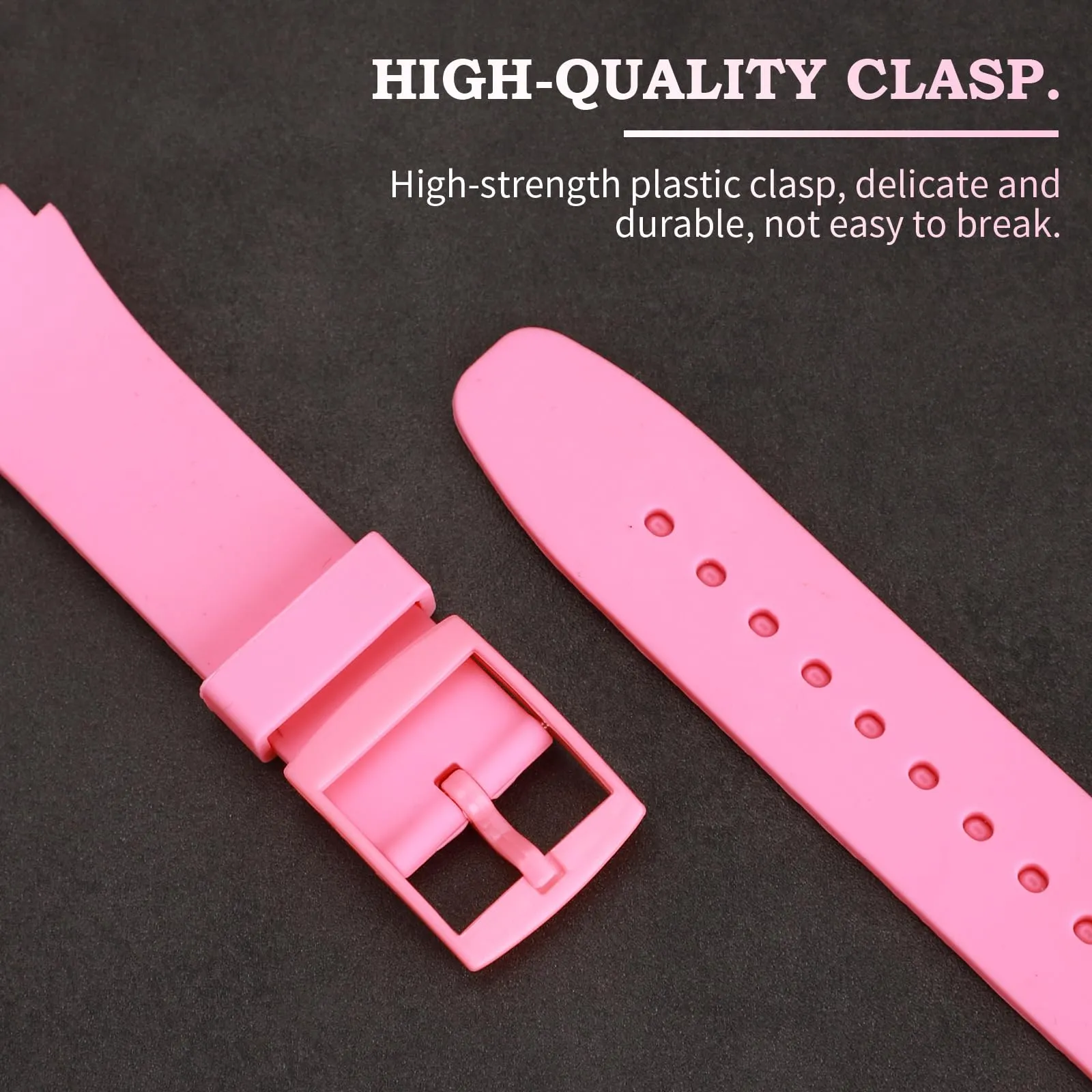 Rihahisy Cinturino in gomma siliconica per Swatch, Rosa, 20mm - immagine 3