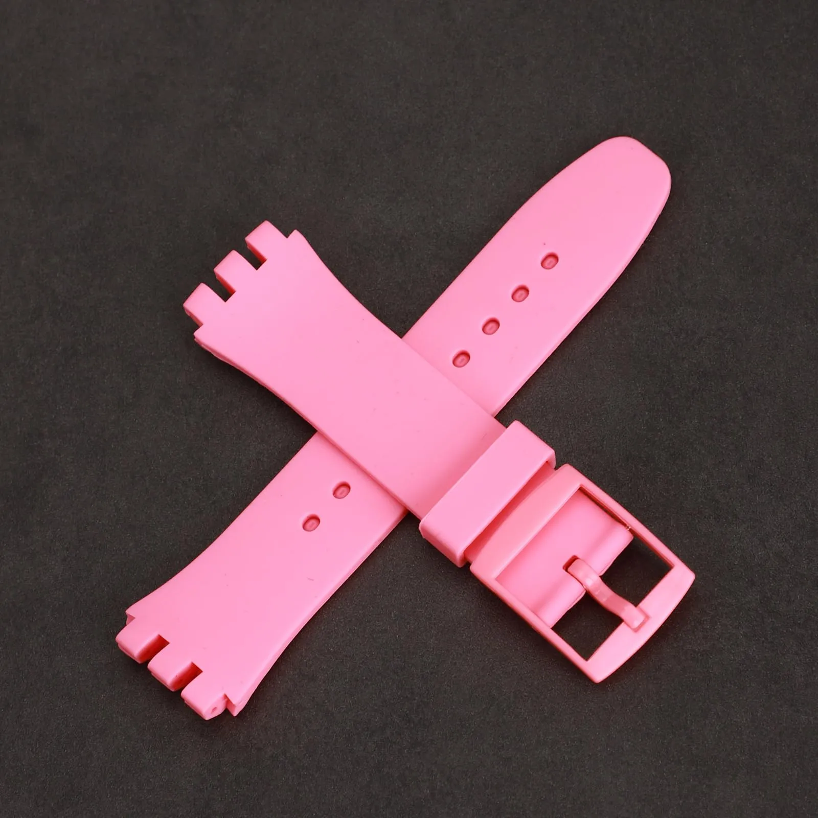 Rihahisy Cinturino in gomma siliconica per Swatch, Rosa, 20mm - immagine 5