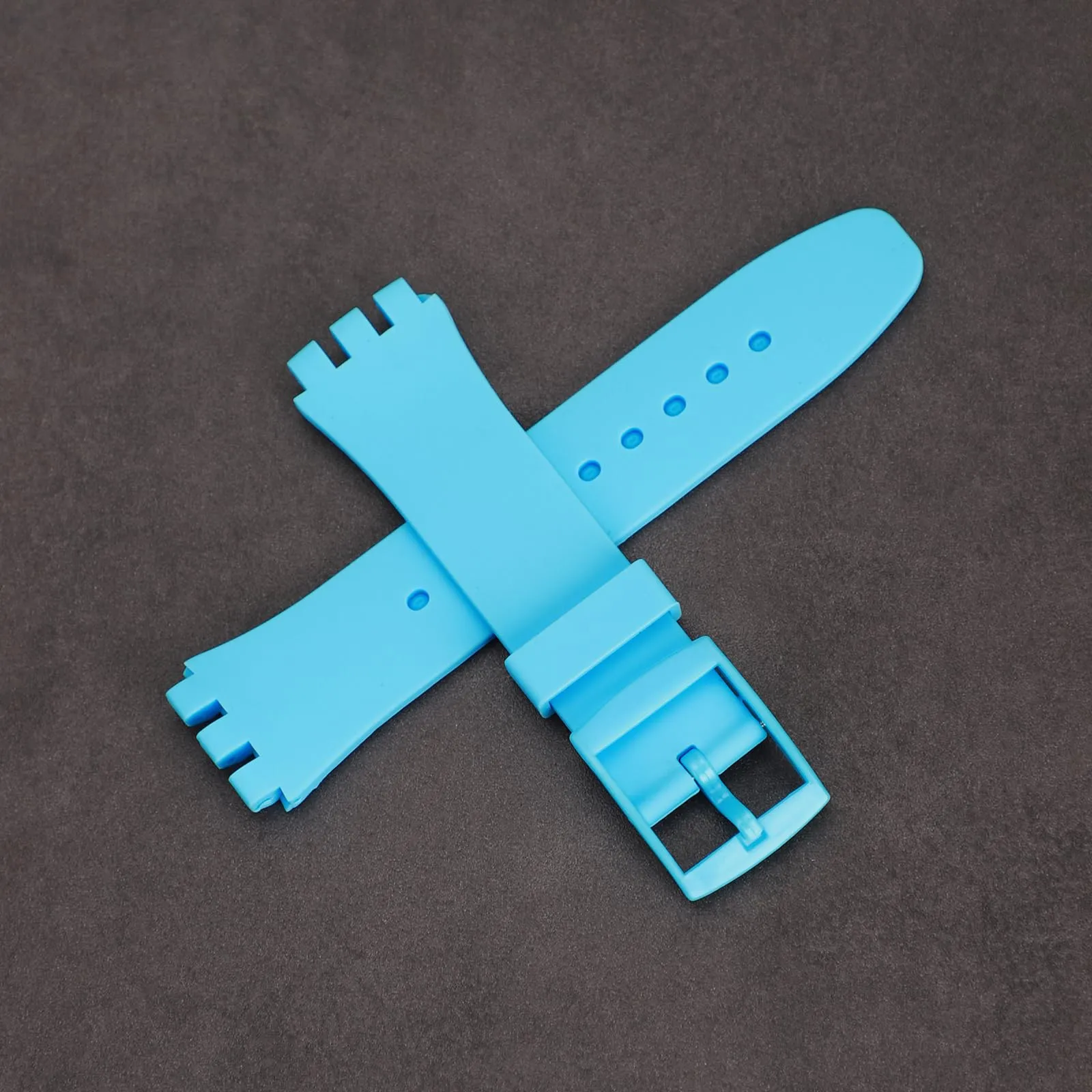Rihahisy Cinturino in silicone per Swatch, 20mm, Azzurro - immagine 5