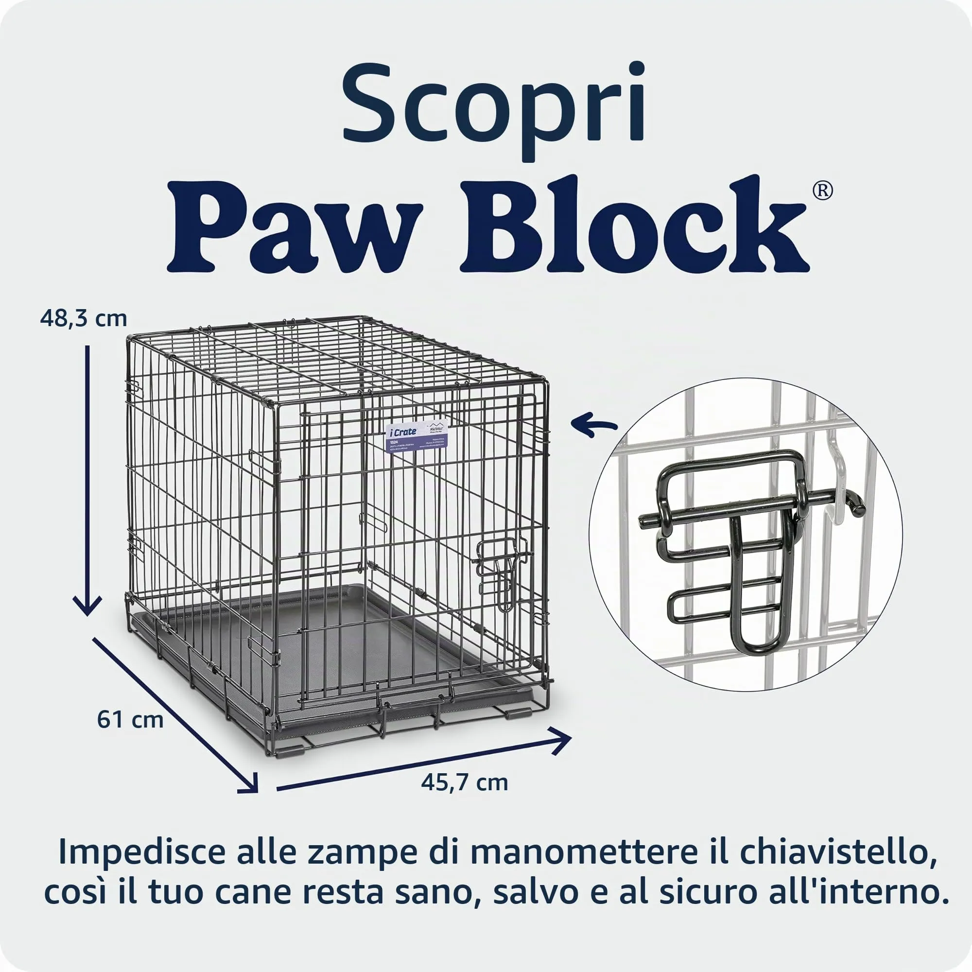 MidWest Homes for Pets iCrate Gabbia per cani, porta singola, 60,96 cm, nero, mod. 1524 - immagine 5