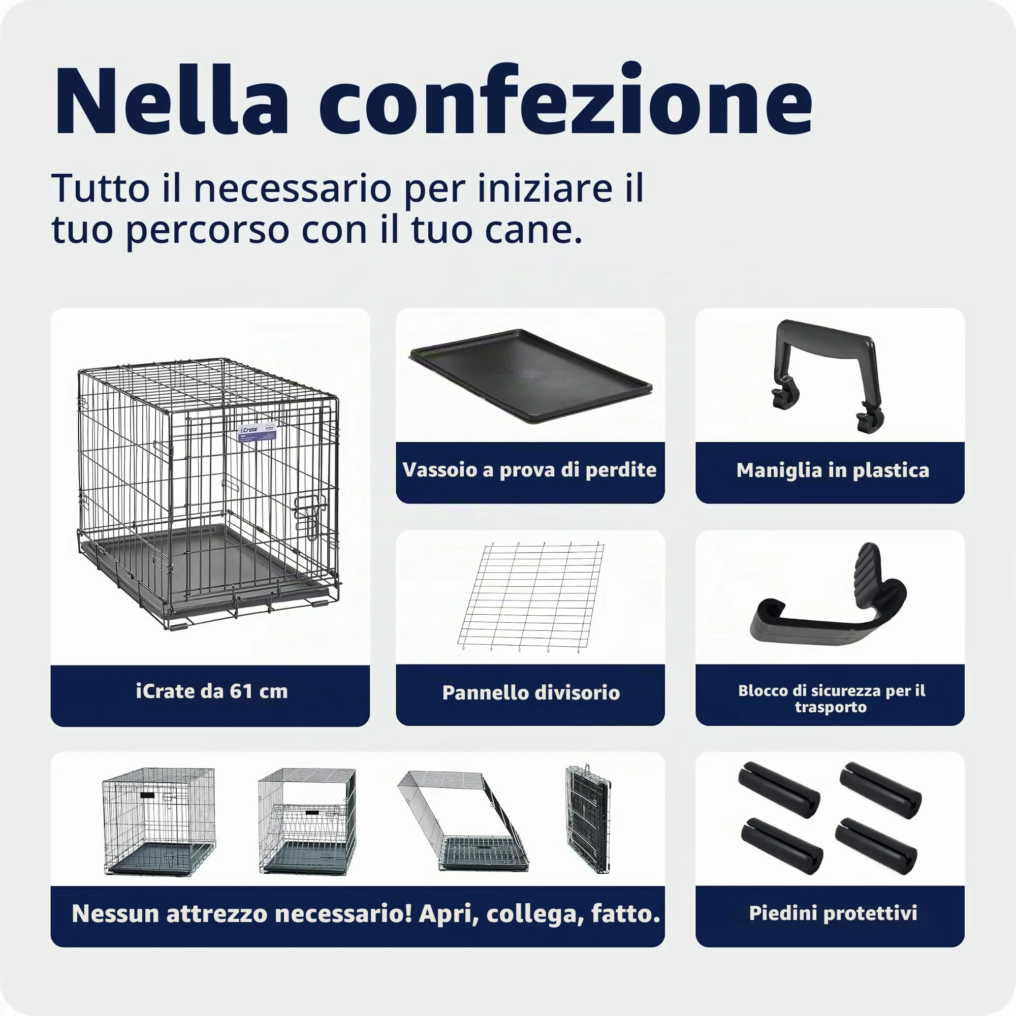 MidWest Homes for Pets iCrate Gabbia per cani, porta singola, 60,96 cm, nero, mod. 1524 - immagine 8