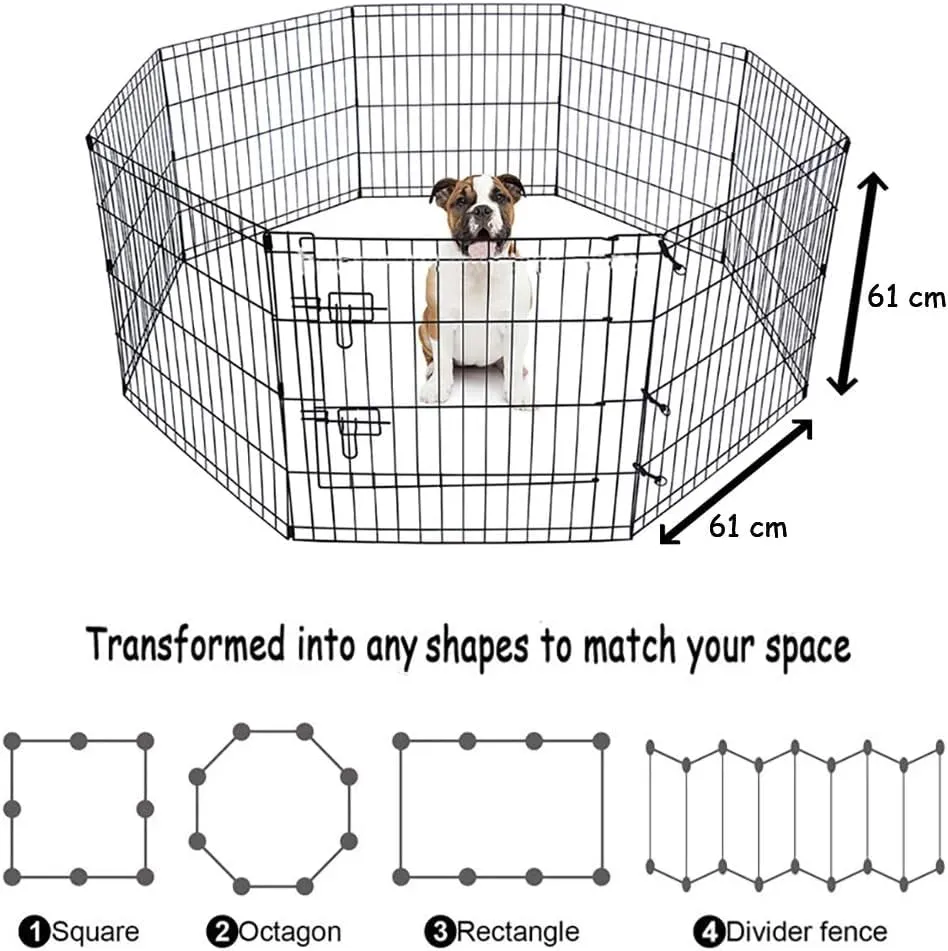 Bunny Business Box a 8 Pannelli per Cani, Cuccioli, Gatti e Conigli, Pieghevole, Nero - immagine 2