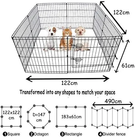 Bunny Business Box a 8 Pannelli per Cani, Cuccioli, Gatti e Conigli, Pieghevole, Nero - immagine 3