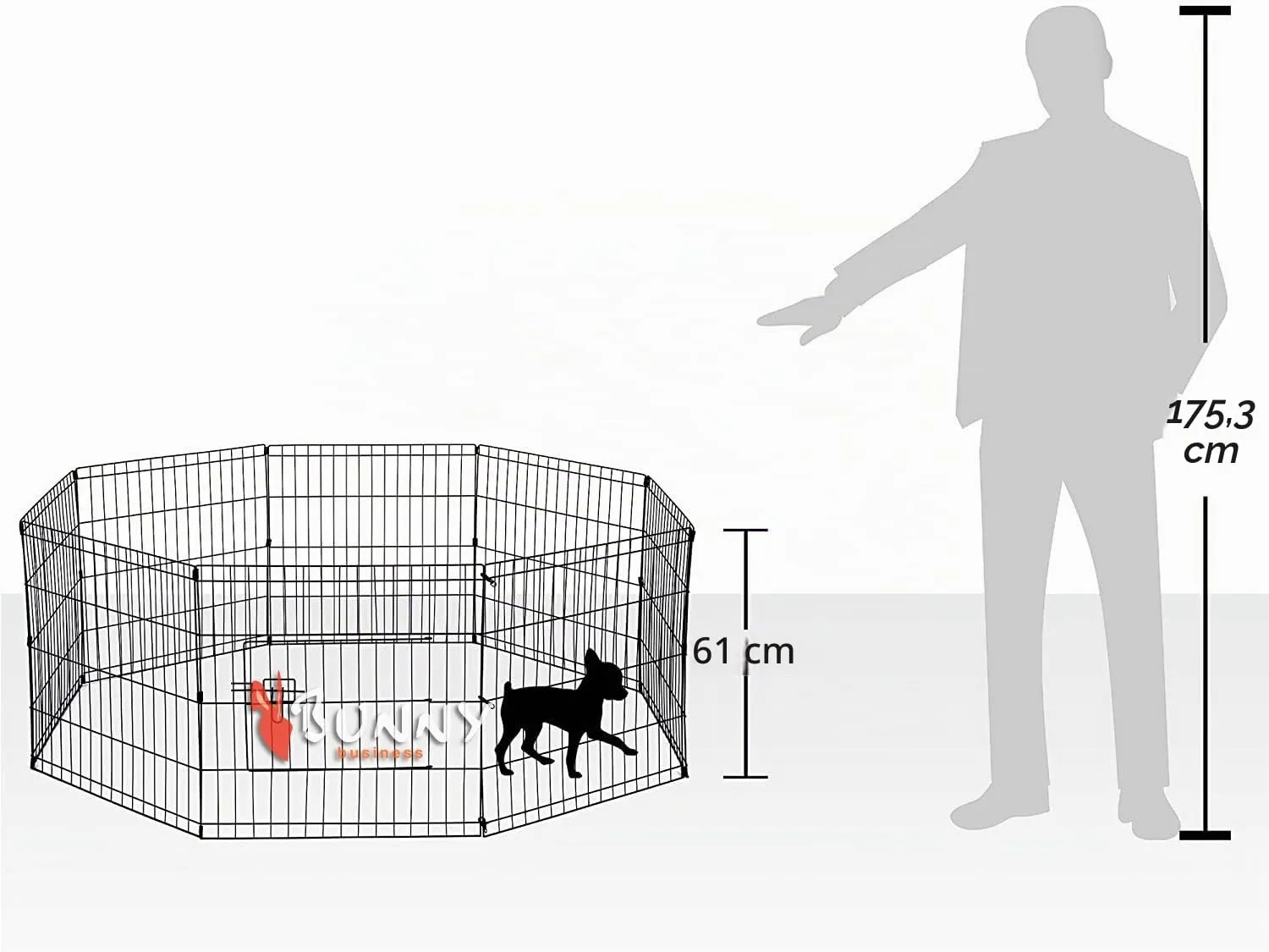 Bunny Business Box a 8 Pannelli per Cani, Cuccioli, Gatti e Conigli, Pieghevole, Nero - immagine 7