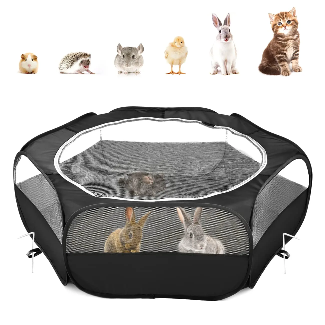 Pawaboo Recinto per piccoli animali con zip, nero - immagine 1