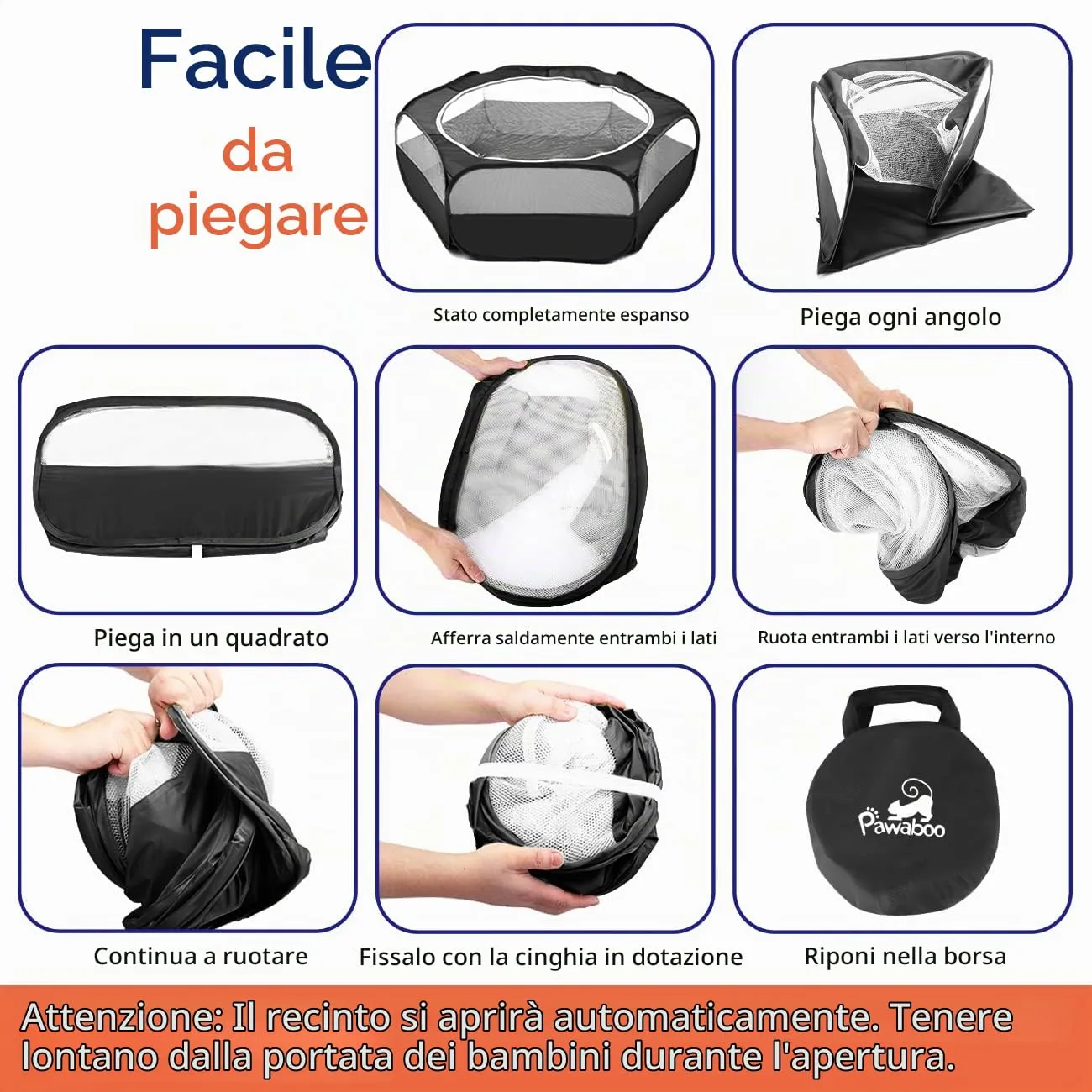 Pawaboo Recinto per piccoli animali con zip, nero - immagine 2