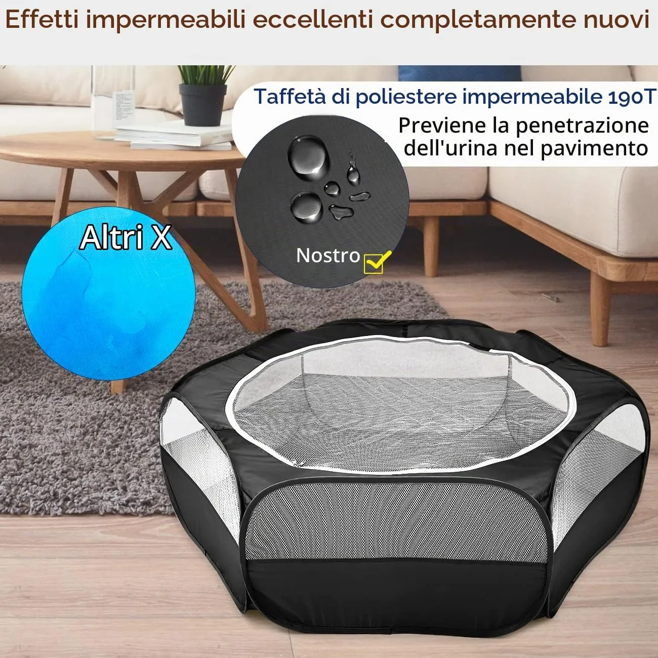 Pawaboo Recinto per piccoli animali con zip, nero - immagine 4