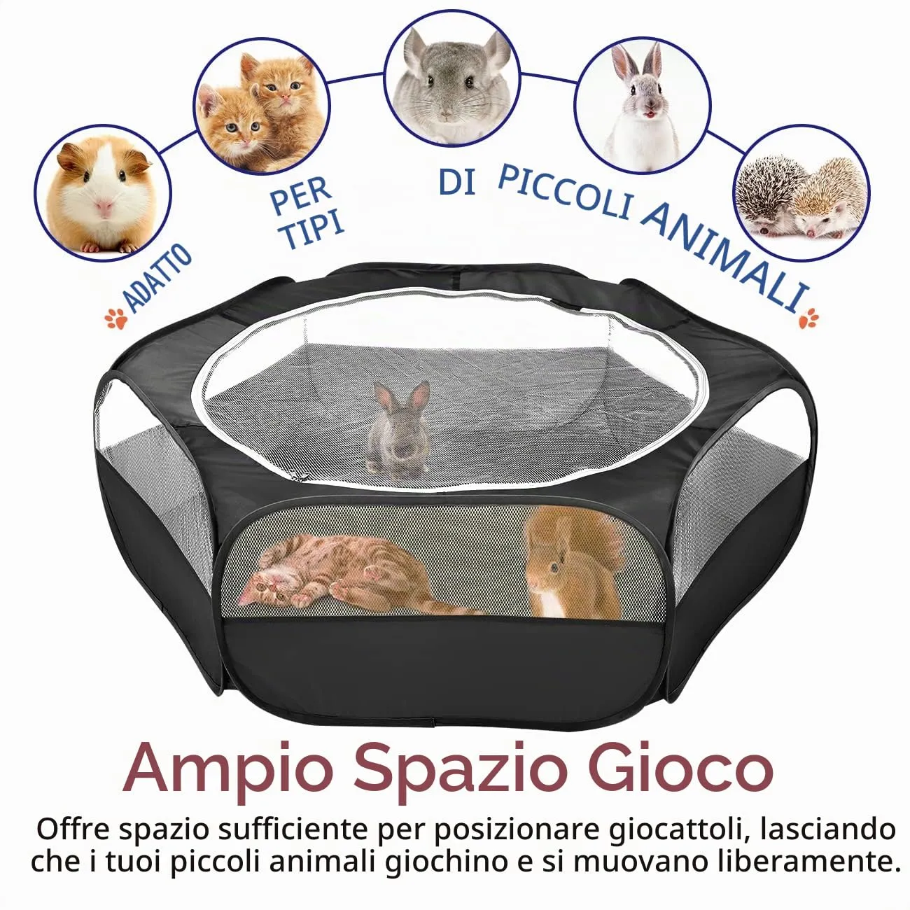 Pawaboo Recinto per piccoli animali con zip, nero - immagine 7