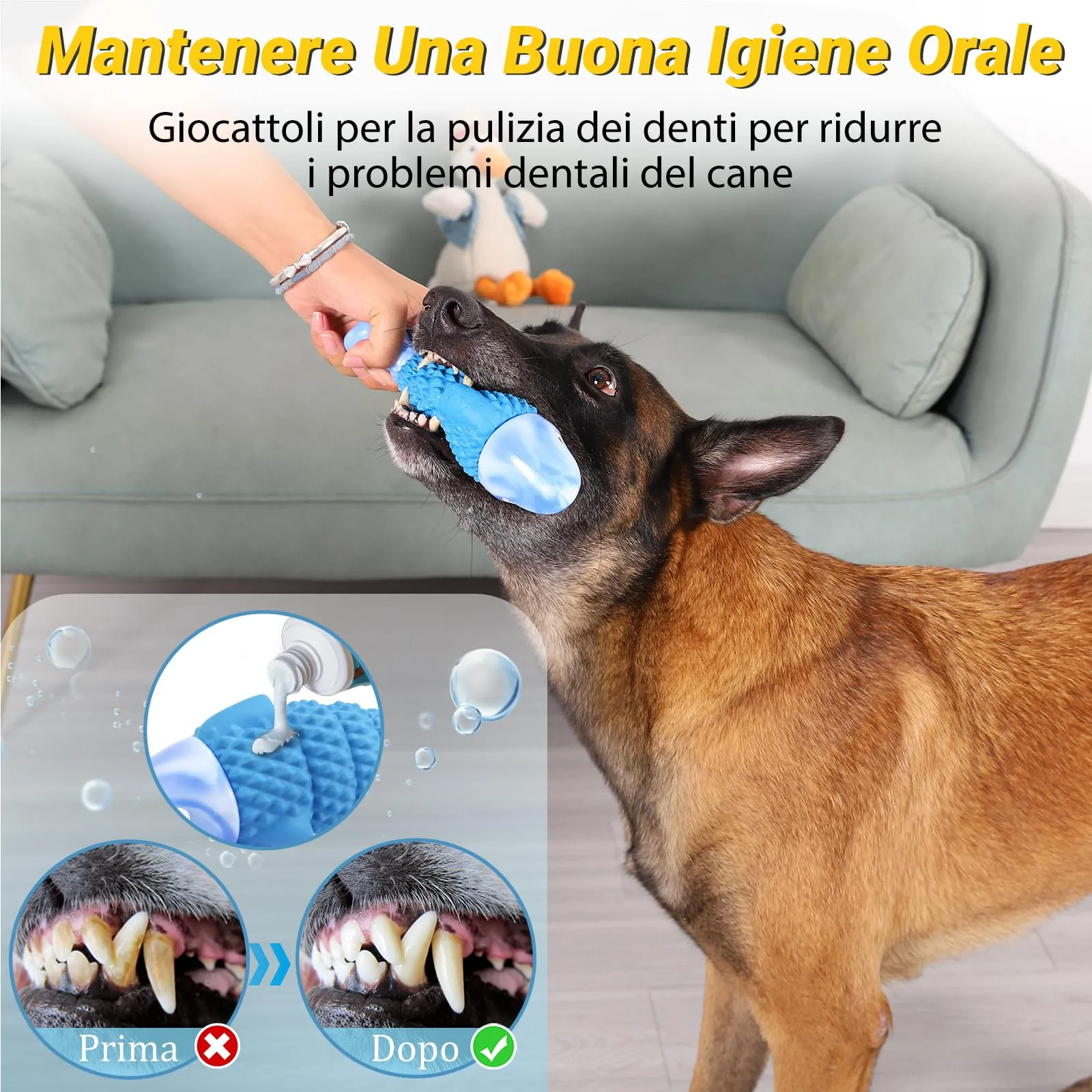 WinTour Giocattoli per cani resistenti a forma di squalo con squittio, per razze medie e grandi, Blu - immagine 4
