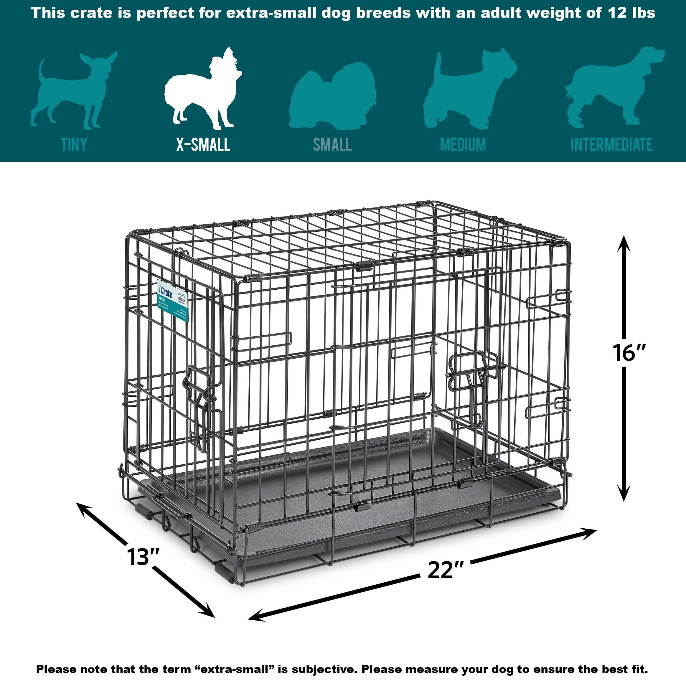 MidWest Homes for Pets iCrate Gabbia per cani a doppia porta, nero mod. 1522DD - immagine 10