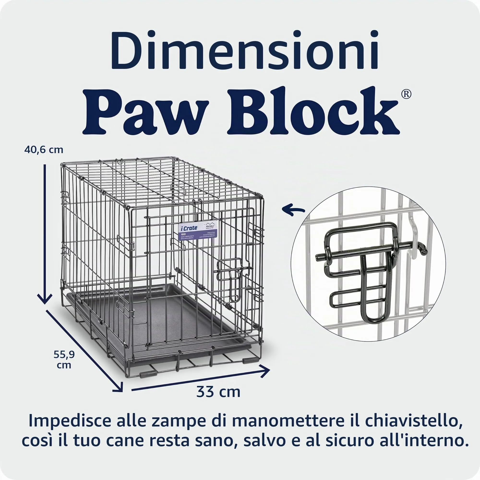 MidWest Homes for Pets iCrate Gabbia per cani a porta singola, Nero, mod. 1522 - immagine 5