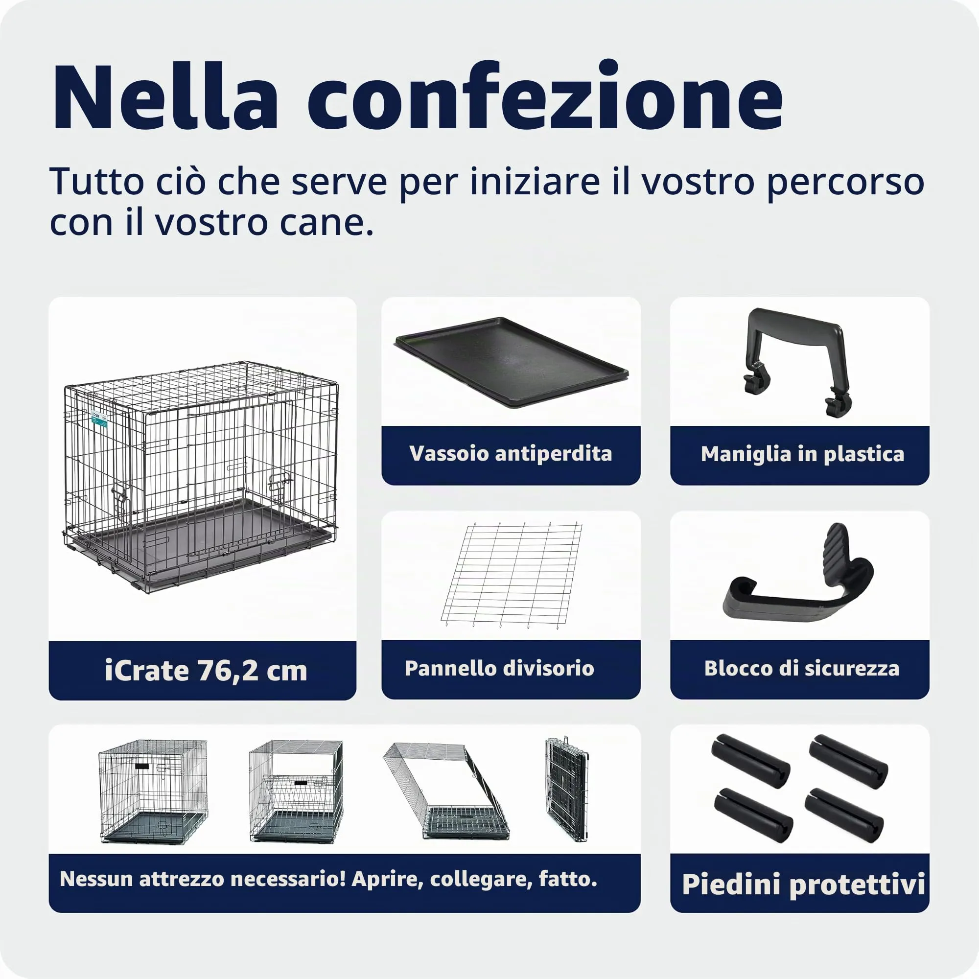 MidWest Homes for Pets iCrate Gabbia per cani a due porte, 76,2 cm, nero, modello 1530 - immagine 8