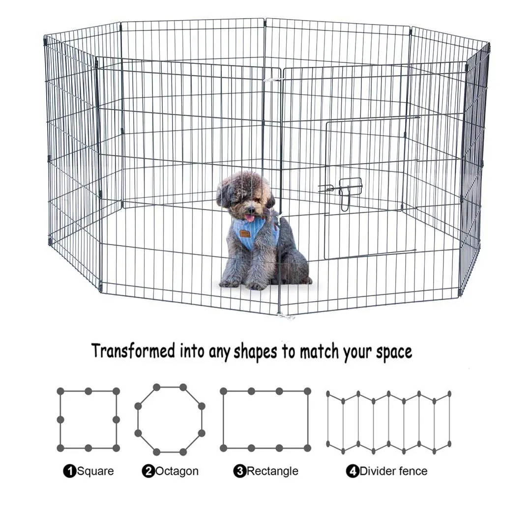 Bunny Business Box Pieghevole a 8 Pannelli per Cani, Cuccioli, Gatti e Conigli, Medio, Nero - immagine 2