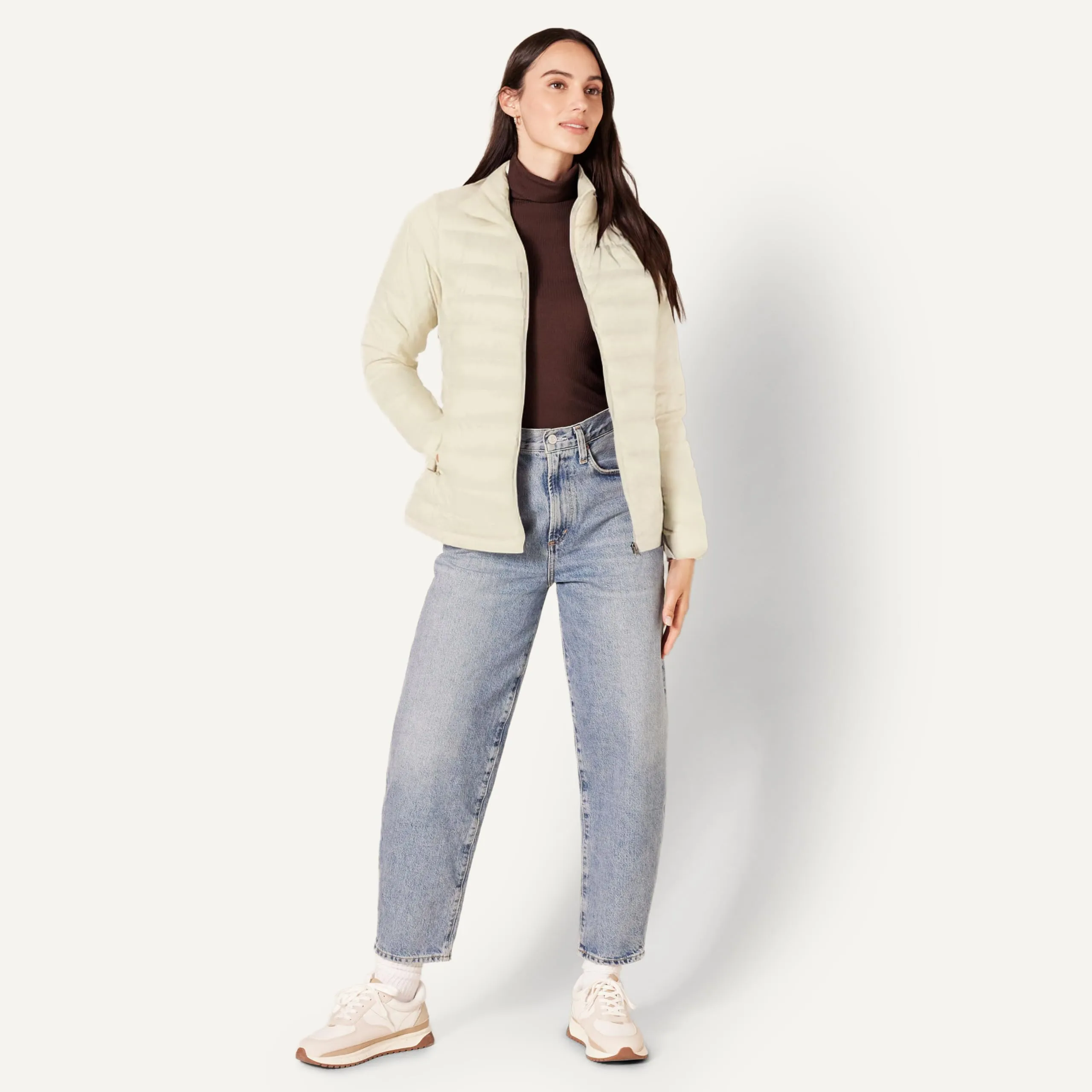 Amazon Essentials Piumino leggero resistente all'acqua ripiegabile Donna, Grigio Pietra, M - immagine 3