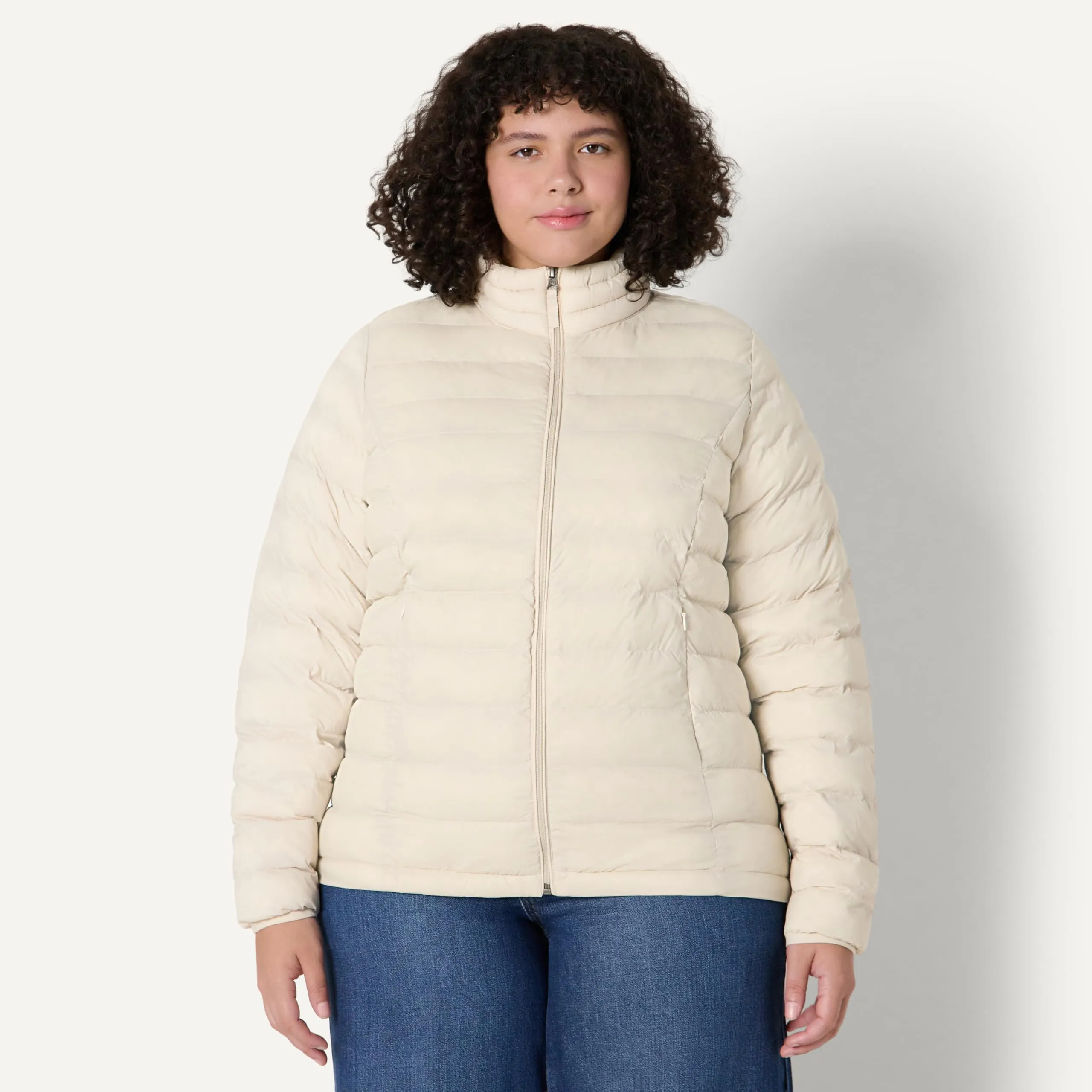 Amazon Essentials Piumino leggero resistente all'acqua ripiegabile Donna, Grigio Pietra, M - immagine 7