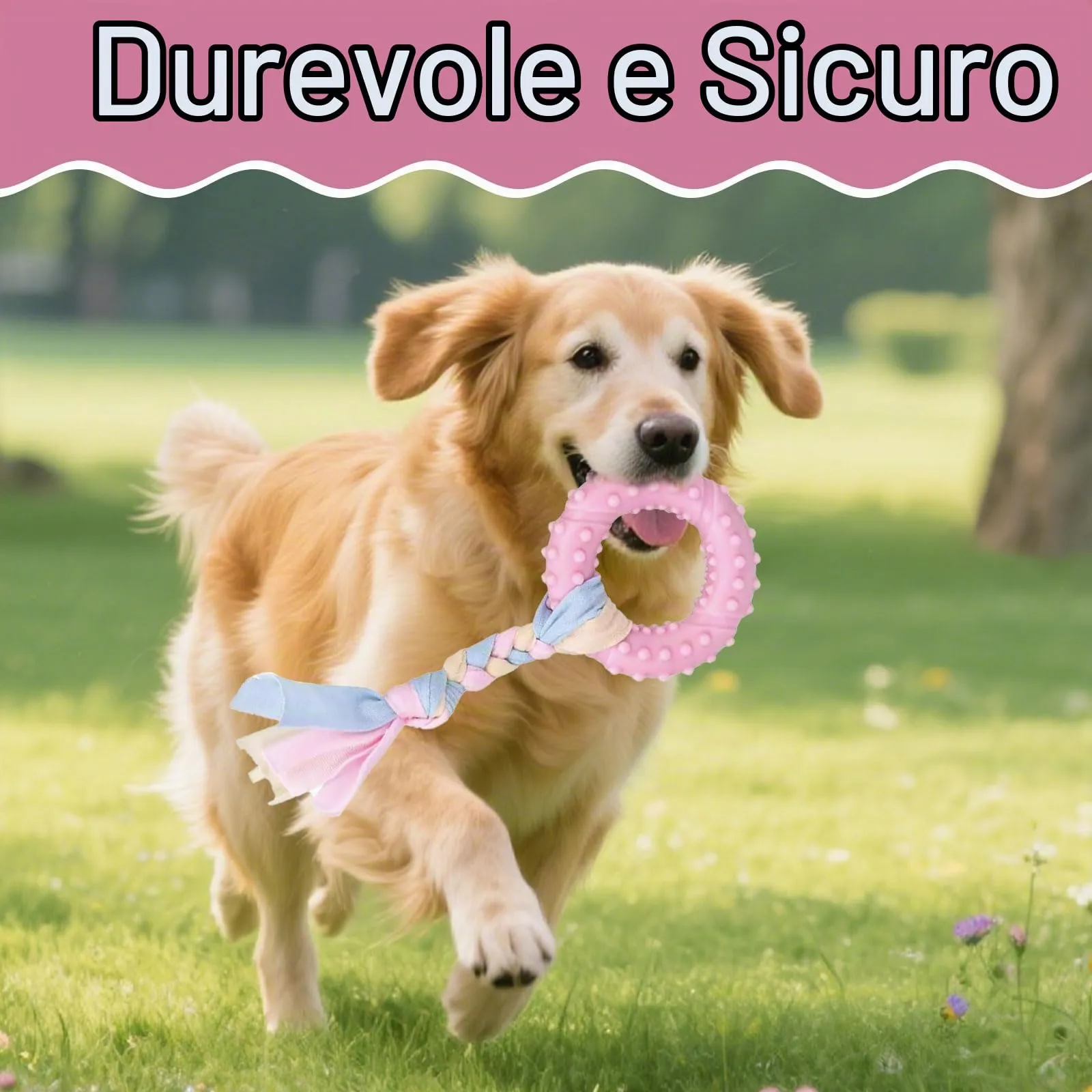 Ajuanbazha Set di 5 Giocattoli da Masticare per Cuccioli in Gomma Naturale e Corde di Cotone, Piccola e Media Taglia - immagine 2