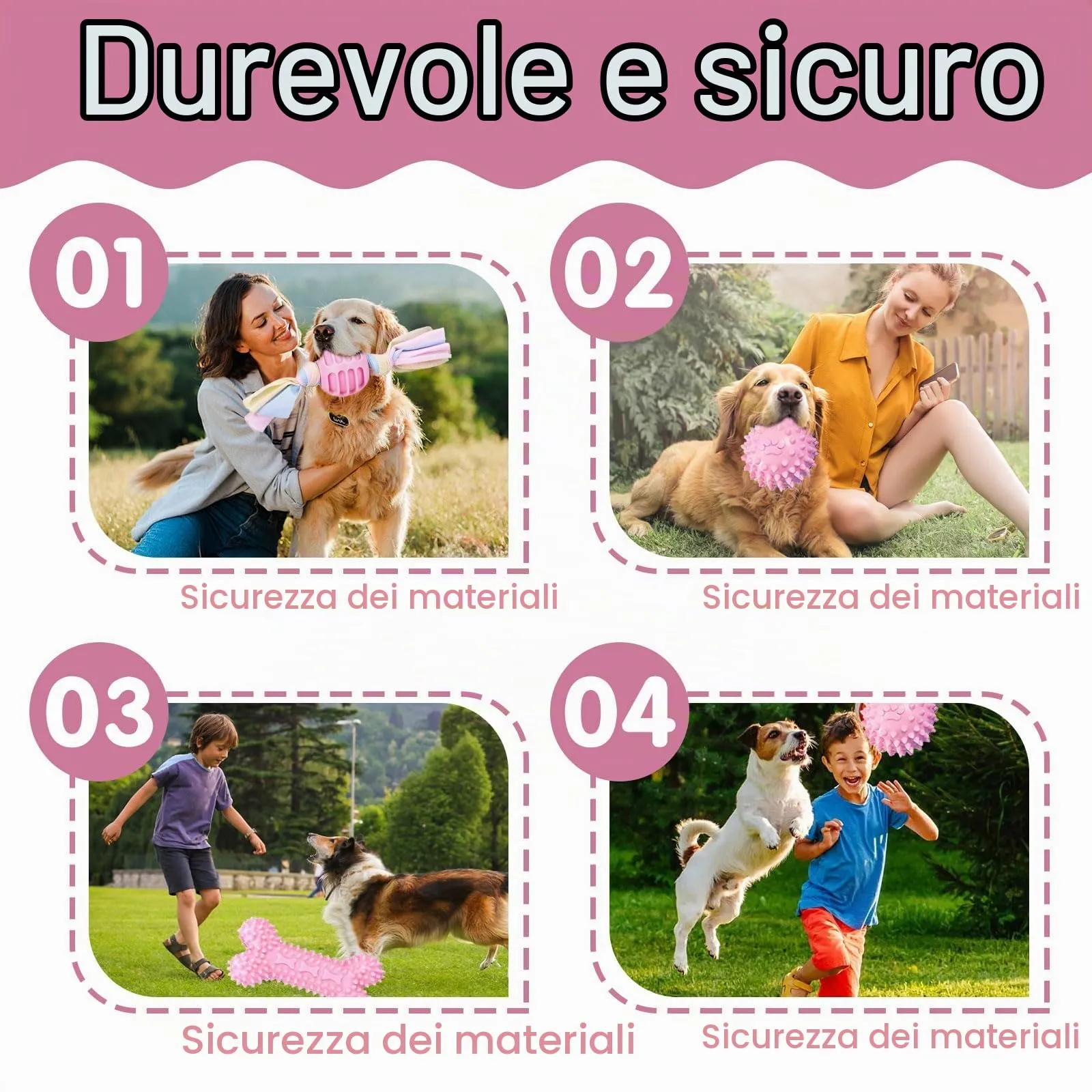 Ajuanbazha Set di 5 Giocattoli da Masticare per Cuccioli in Gomma Naturale e Corde di Cotone, Piccola e Media Taglia - immagine 3