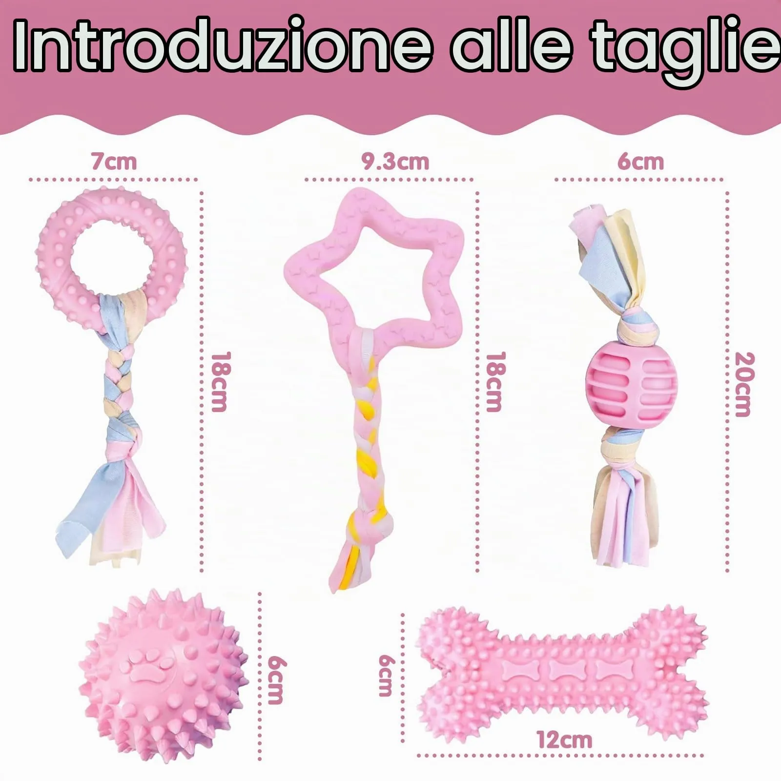 Ajuanbazha Set di 5 Giocattoli da Masticare per Cuccioli in Gomma Naturale e Corde di Cotone, Piccola e Media Taglia - immagine 7